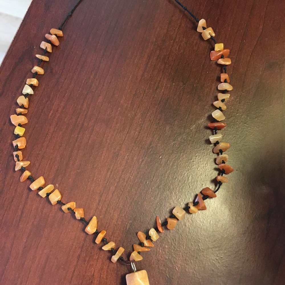 Roots Orange and Brown Necklace with Natural Beads, tiger eyes stone